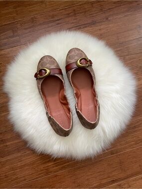 Coach Signature Canvas Ballet Flats w/ Brass Hardware